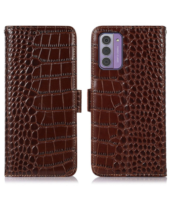 Housse Nokia G42 Cuir véritable aspect croco