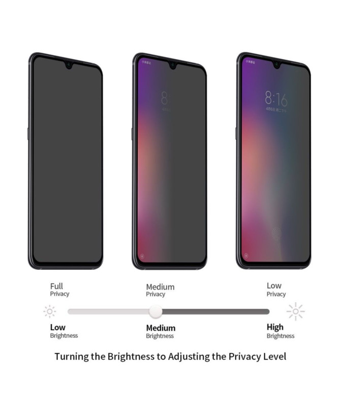 Xiaomi Mi 9 - Verre trempé et filtre de confidentialité