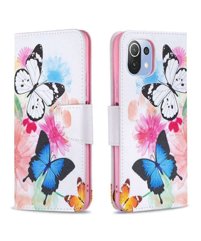 Housse Xiaomi 11 Lite 5G NE / Mi 11 Lite / Lite 5G papillons et fleurs colorées