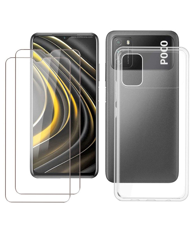 Coque Xiaomi Poco M3 + Protection d'écran en verre trempé