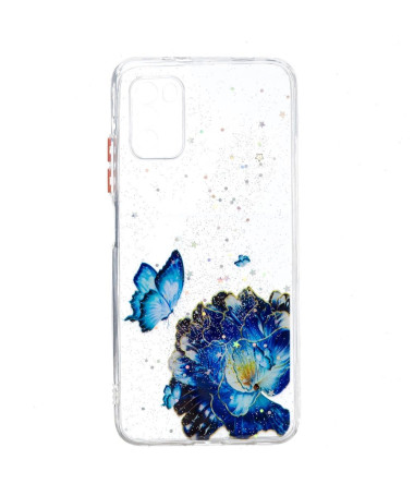 Coque Xiaomi Poco M3 fleurs et papillons bleus