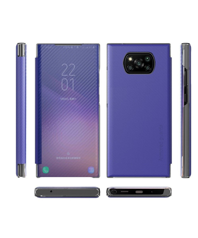 Flip cover Xiaomi Poco X3, X3 NFC, X3 Pro Fibre de carbone