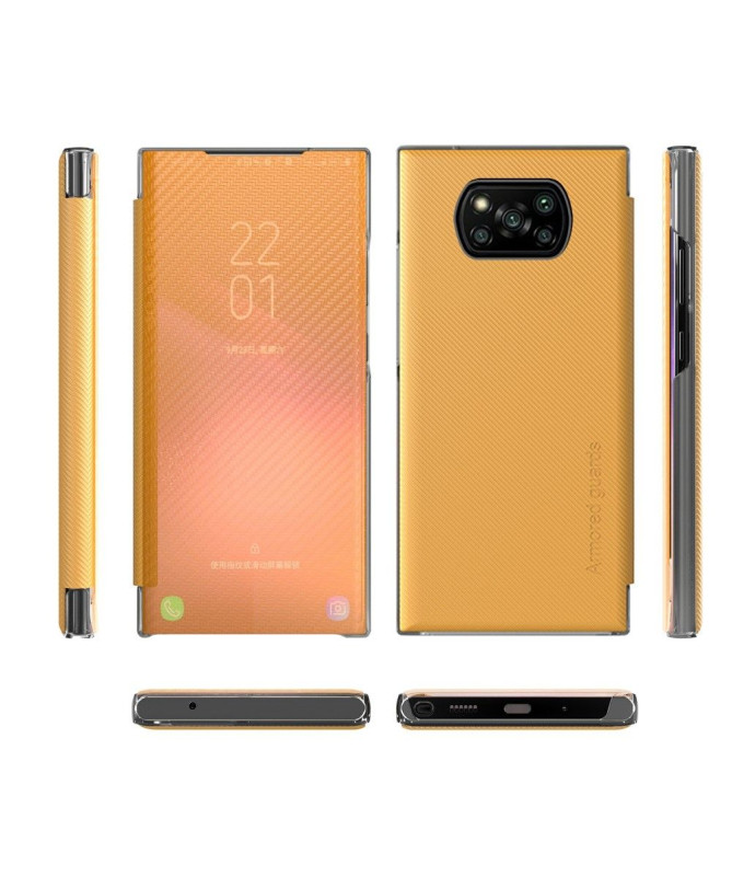 Flip cover Xiaomi Poco X3, X3 NFC, X3 Pro Fibre de carbone