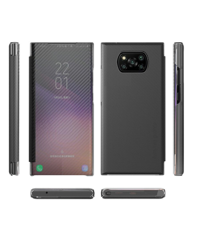 Flip cover Xiaomi Poco X3, X3 NFC, X3 Pro Fibre de carbone