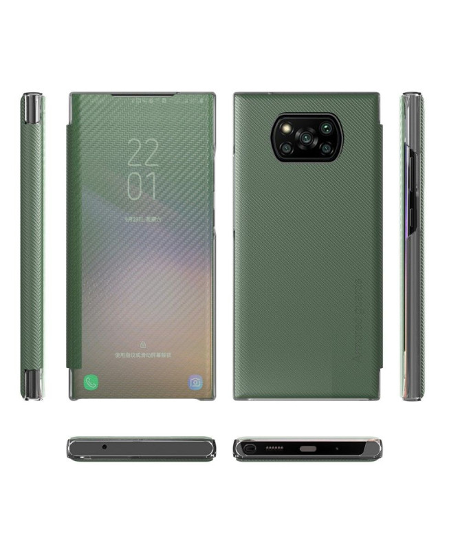 Flip cover Xiaomi Poco X3, X3 NFC, X3 Pro Fibre de carbone