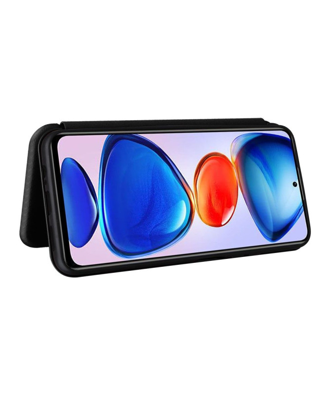 Housse Xiaomi Poco M4 Pro 5G simili cuir fibre de carbone
