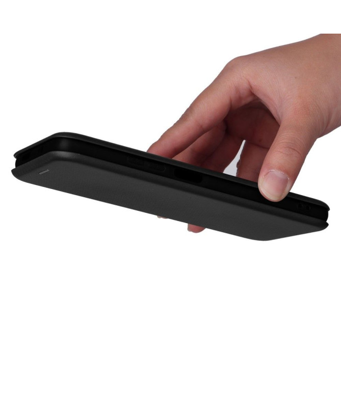Housse Xiaomi Poco M4 Pro 5G simili cuir fibre de carbone