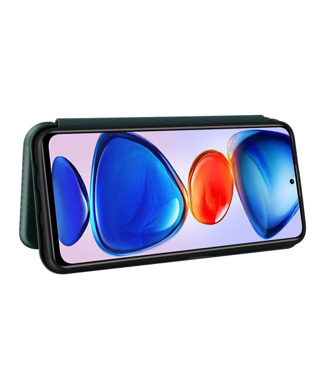 Housse Xiaomi Poco M4 Pro 5G simili cuir fibre de carbone