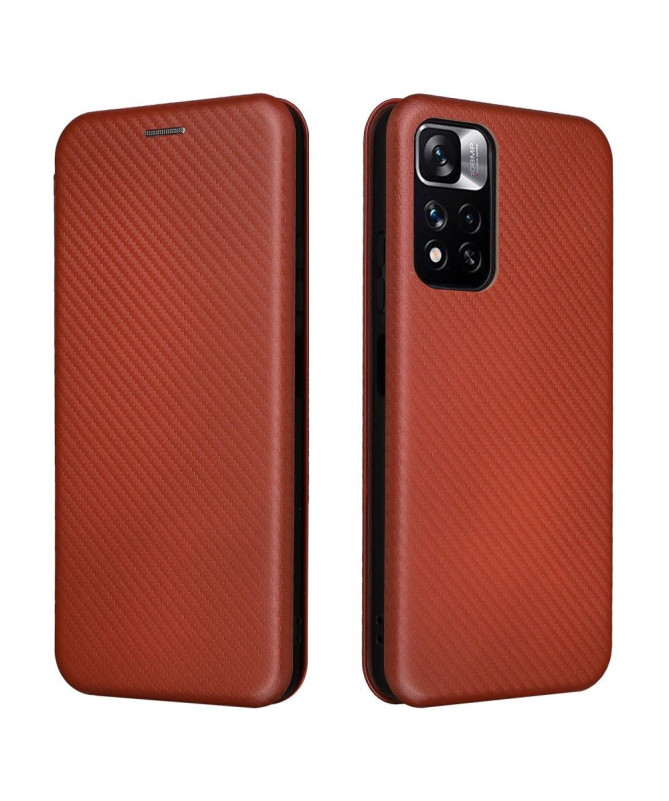 Housse Xiaomi Poco M4 Pro 5G simili cuir fibre de carbone