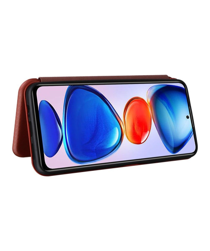 Housse Xiaomi Poco M4 Pro 5G simili cuir fibre de carbone