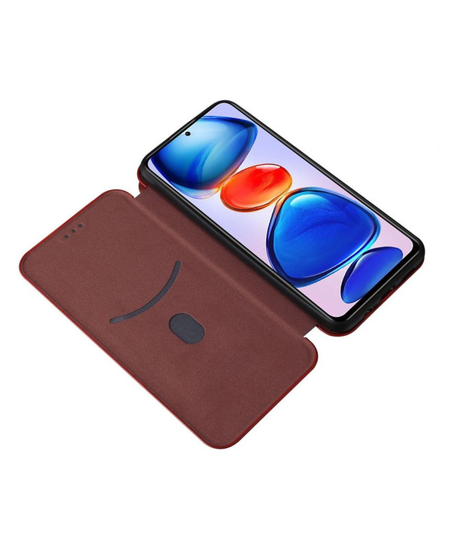 Housse Xiaomi Poco M4 Pro 5G simili cuir fibre de carbone