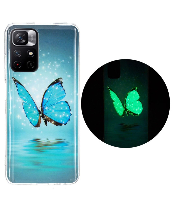 Coque Poco M4 Pro 5G Luminous papillon bleu