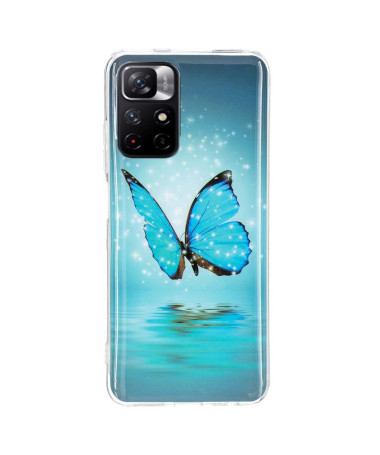 Coque Poco M4 Pro 5G Luminous papillon bleu