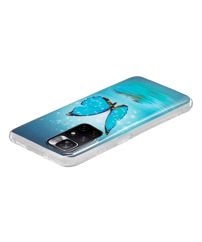 Coque Poco M4 Pro 5G Luminous papillon bleu