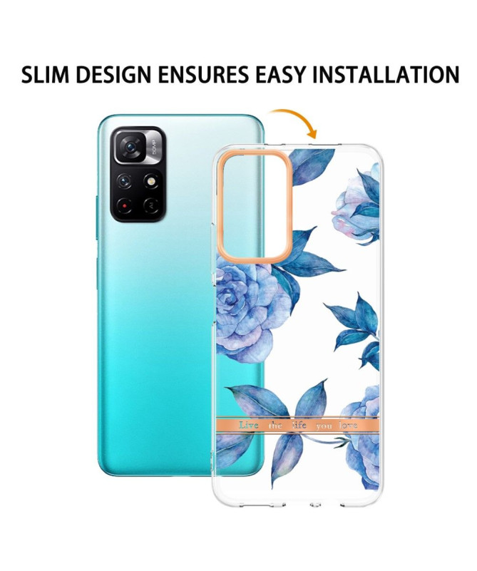 Coque Poco M4 Pro 5G Pivoine bleu