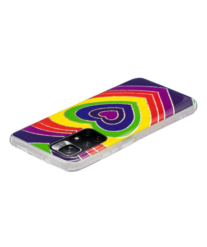 Coque Poco M4 Pro 5G silicone coeurs colorés