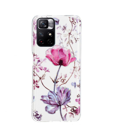 Coque Poco M4 Pro 5G silicone fleur violette