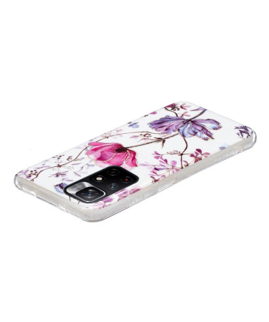 Coque Poco M4 Pro 5G silicone fleur violette