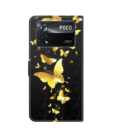 Housse Xiaomi Poco X4 Pro 5G illustration papillons dorés