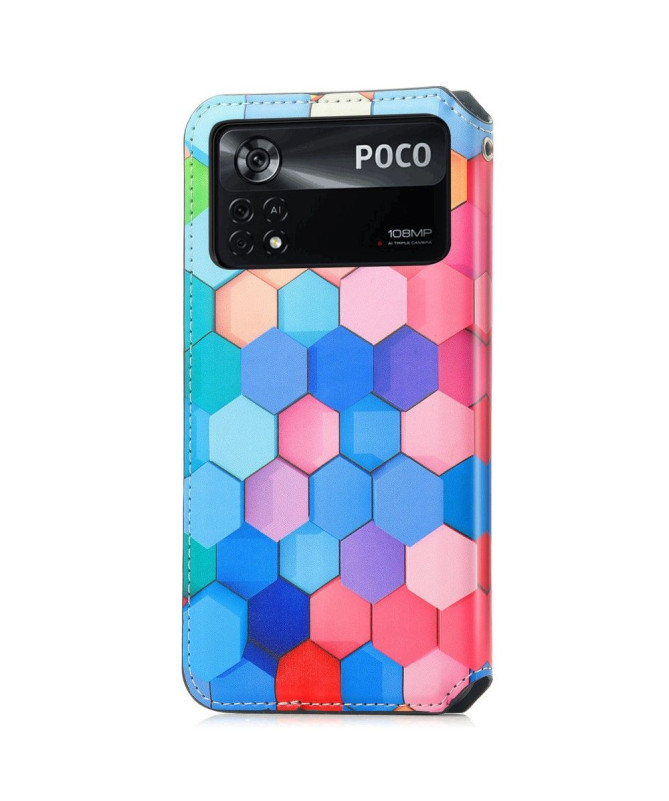 Housse Xiaomi Poco X4 Pro 5G Rabat Flip Nid d'Abeille Coloré