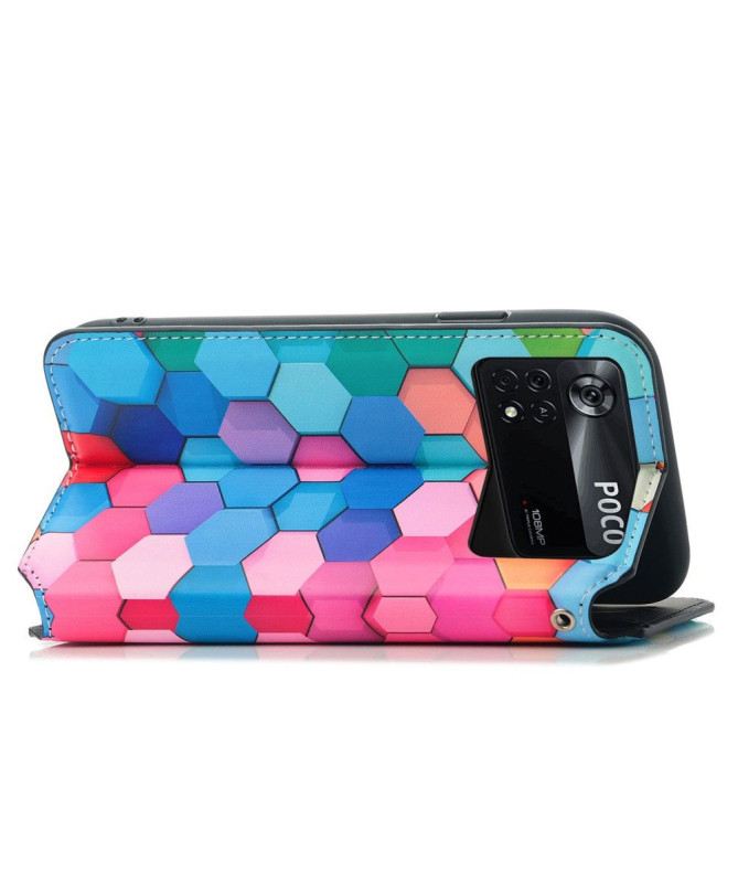 Housse Xiaomi Poco X4 Pro 5G Rabat Flip Nid d'Abeille Coloré
