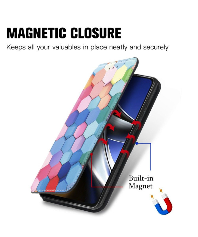Housse Xiaomi Poco X4 Pro 5G Rabat Flip Nid d'Abeille Coloré
