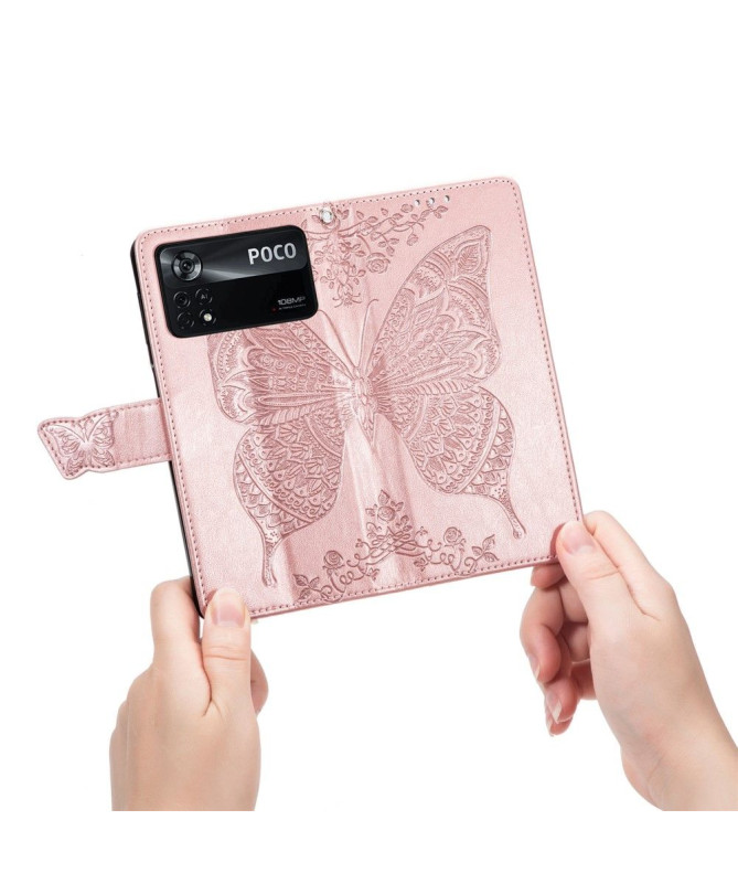 Housse Xiaomi Poco X4 Pro 5G Papillon Relief