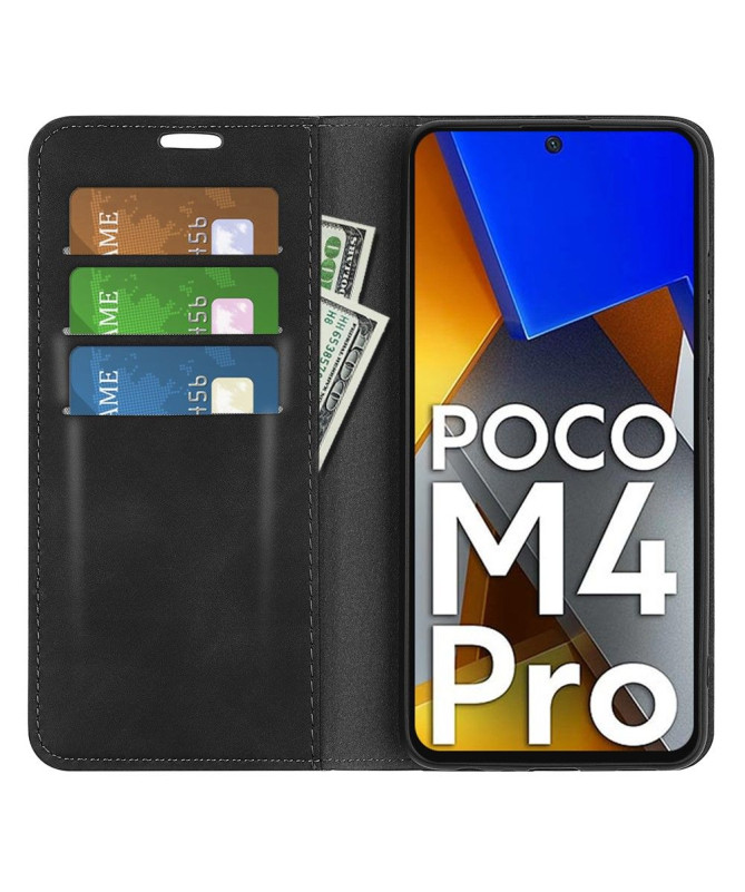 Étui Poco M4 Pro 4G portefeuille revêtement simili cuir mat