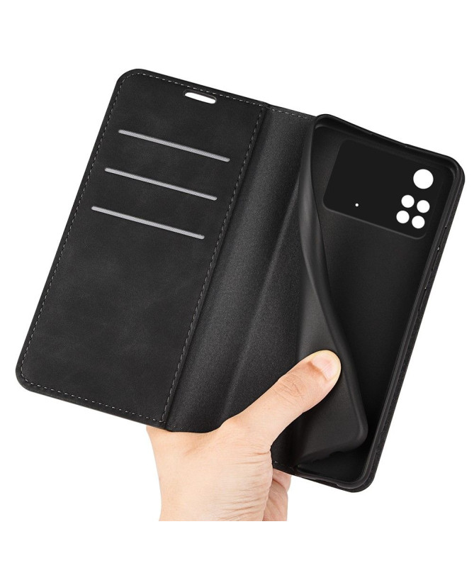 Étui Poco M4 Pro 4G portefeuille revêtement simili cuir mat