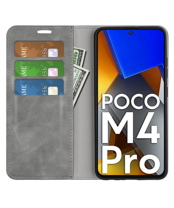 Étui Poco M4 Pro 4G portefeuille revêtement simili cuir mat