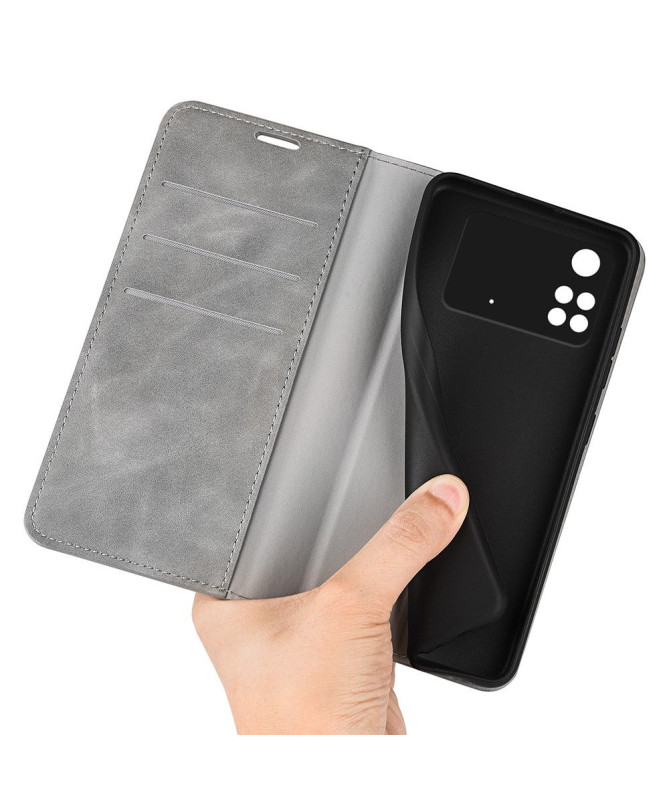 Étui Poco M4 Pro 4G portefeuille revêtement simili cuir mat