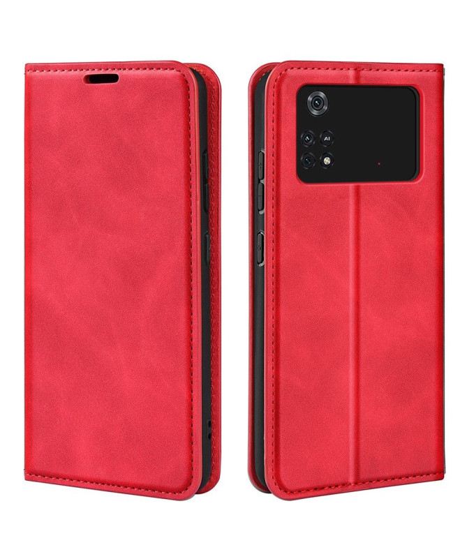 Étui Poco M4 Pro 4G portefeuille revêtement simili cuir mat