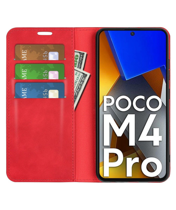 Étui Poco M4 Pro 4G portefeuille revêtement simili cuir mat