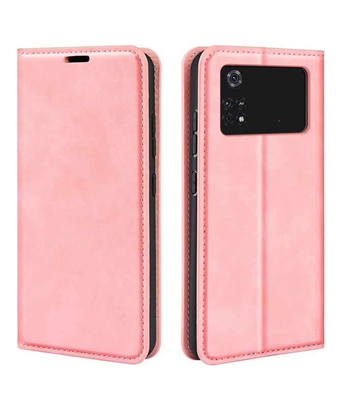 Étui Poco M4 Pro 4G portefeuille revêtement simili cuir mat