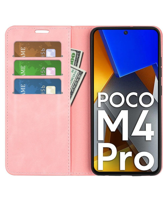 Étui Poco M4 Pro 4G portefeuille revêtement simili cuir mat
