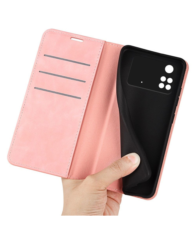 Étui Poco M4 Pro 4G portefeuille revêtement simili cuir mat