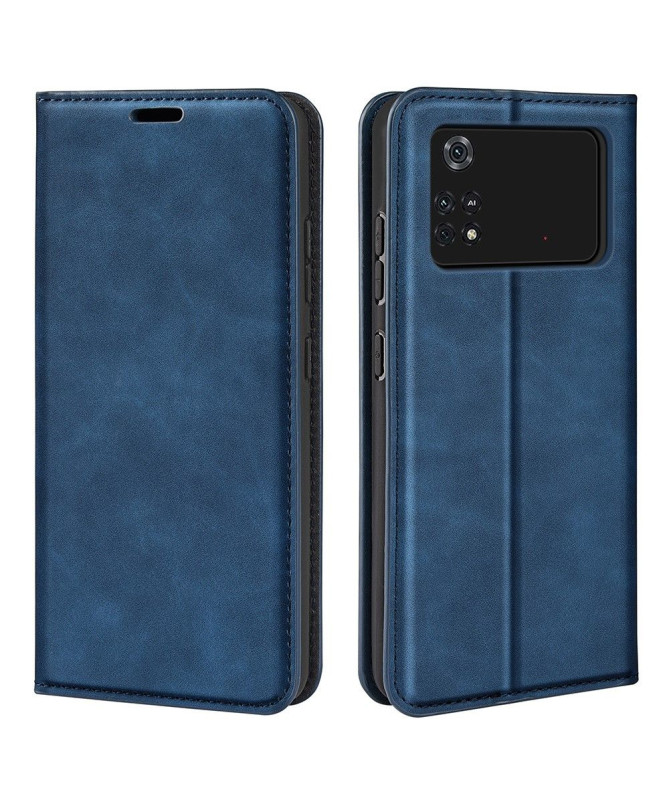 Étui Poco M4 Pro 4G portefeuille revêtement simili cuir mat