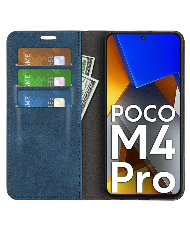 Étui Poco M4 Pro 4G portefeuille revêtement simili cuir mat