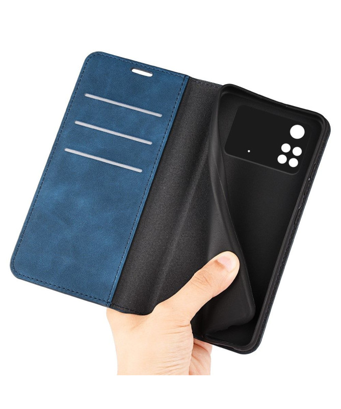Étui Poco M4 Pro 4G portefeuille revêtement simili cuir mat