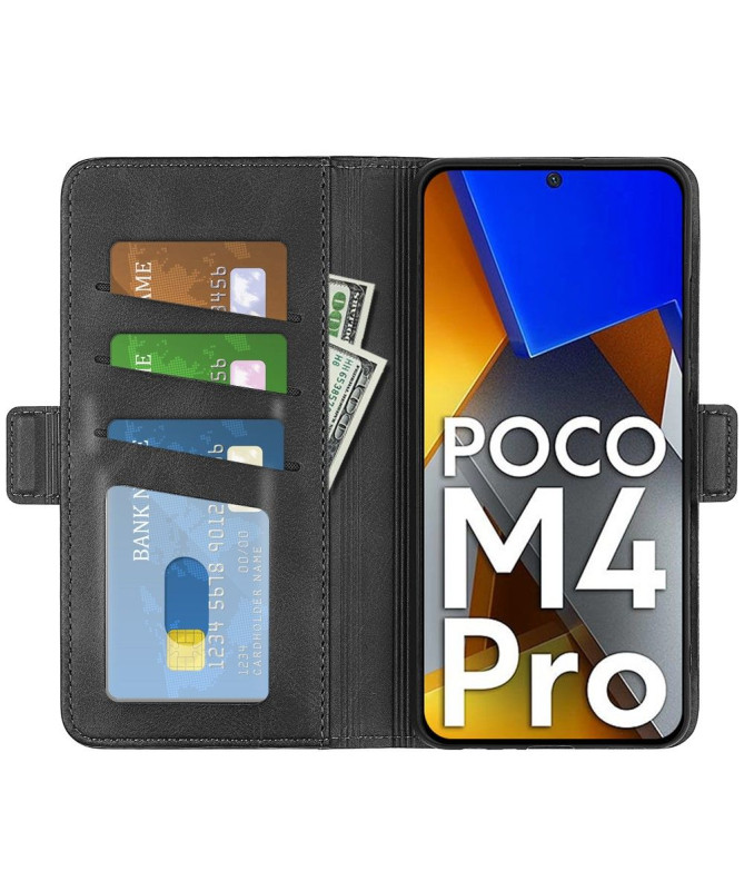 Étui Poco M4 Pro 4G portefeuille revêtement simili cuir mat