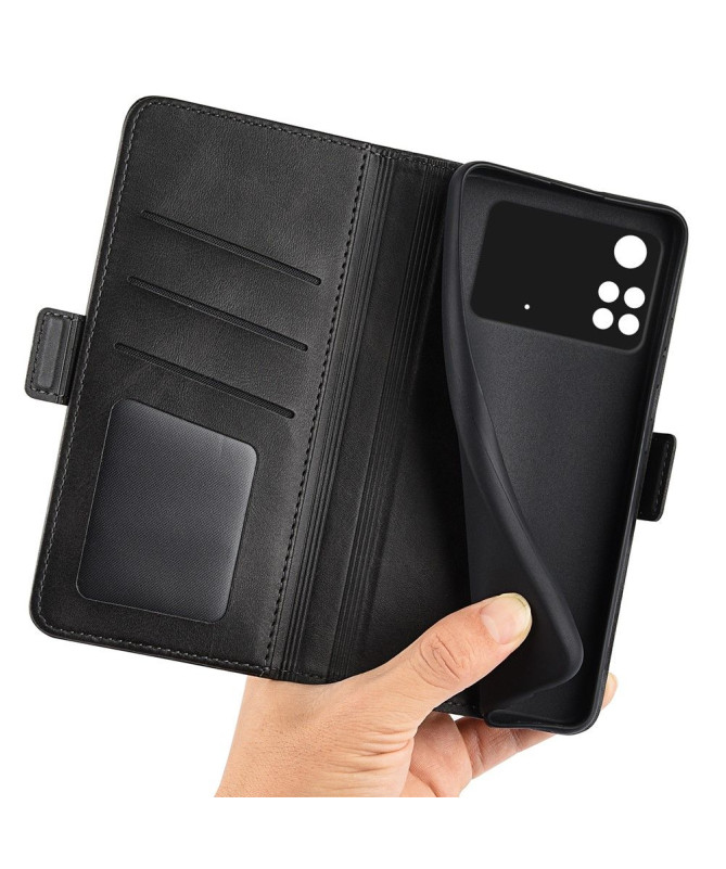 Étui Poco M4 Pro 4G portefeuille revêtement simili cuir mat