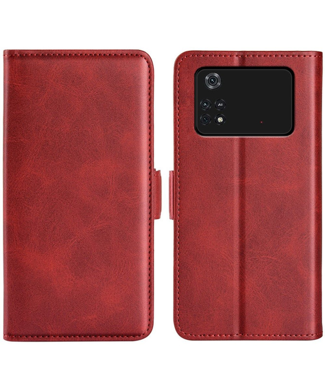 Étui Poco M4 Pro 4G portefeuille revêtement simili cuir mat