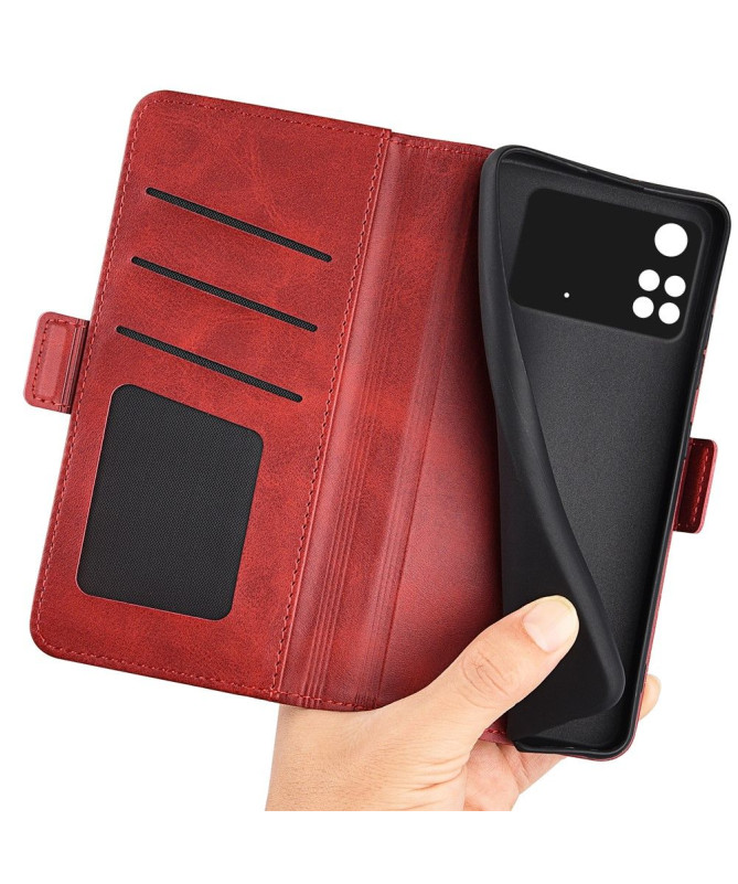 Étui Poco M4 Pro 4G portefeuille revêtement simili cuir mat