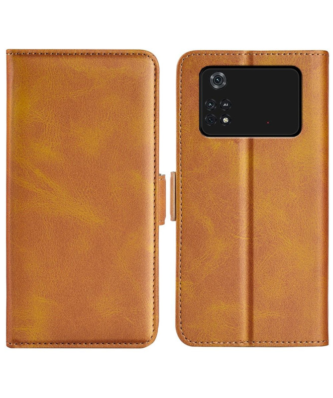 Étui Poco M4 Pro 4G portefeuille revêtement simili cuir mat