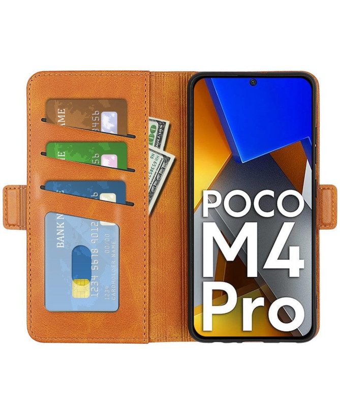 Étui Poco M4 Pro 4G portefeuille revêtement simili cuir mat