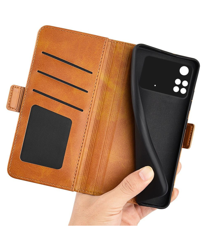 Étui Poco M4 Pro 4G portefeuille revêtement simili cuir mat