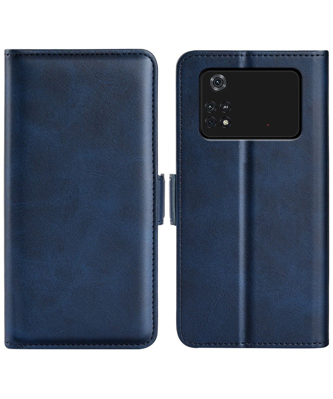 Étui Poco M4 Pro 4G portefeuille revêtement simili cuir mat