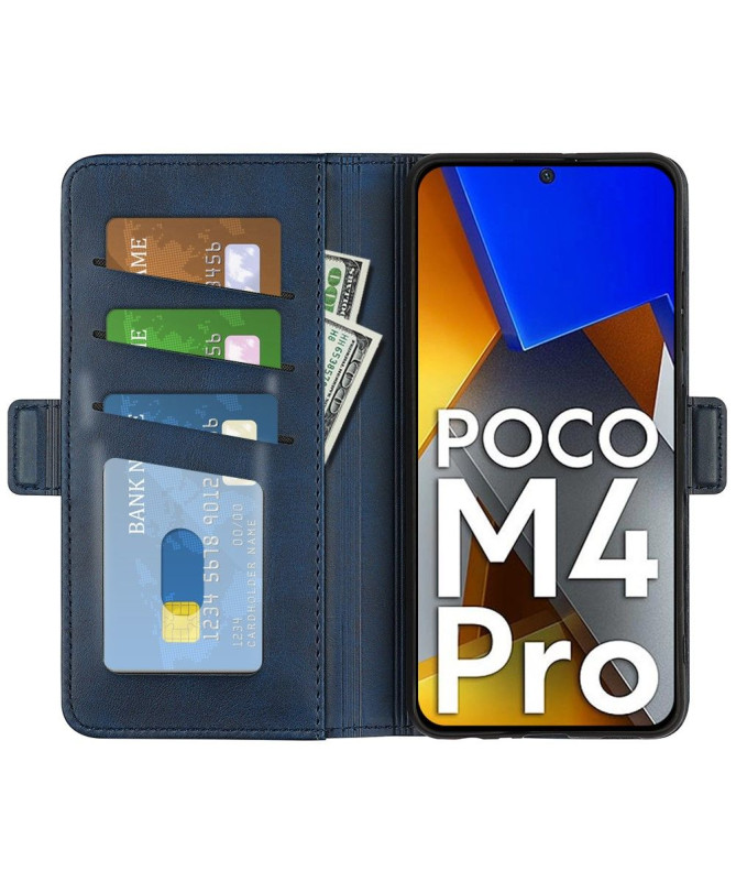 Étui Poco M4 Pro 4G portefeuille revêtement simili cuir mat