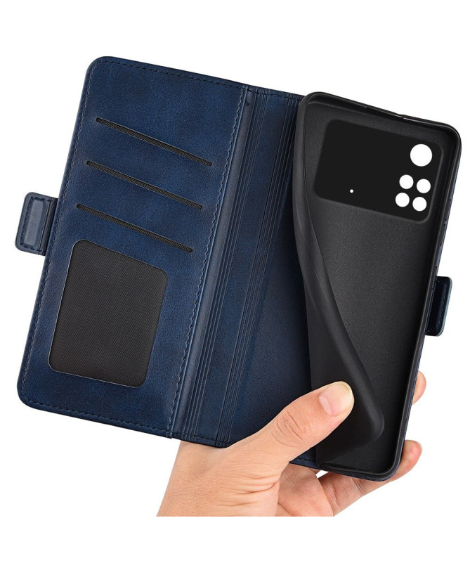 Étui Poco M4 Pro 4G portefeuille revêtement simili cuir mat