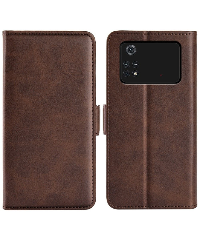 Étui Poco M4 Pro 4G portefeuille revêtement simili cuir mat